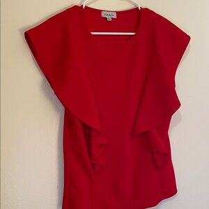 Chic Red Ruffle Sleeve Blouse